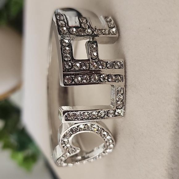 Silver with CZ Inspirational Love 🤍 LIFE Clamper / Hinge Glam Bracelet - Picture 6 of 9